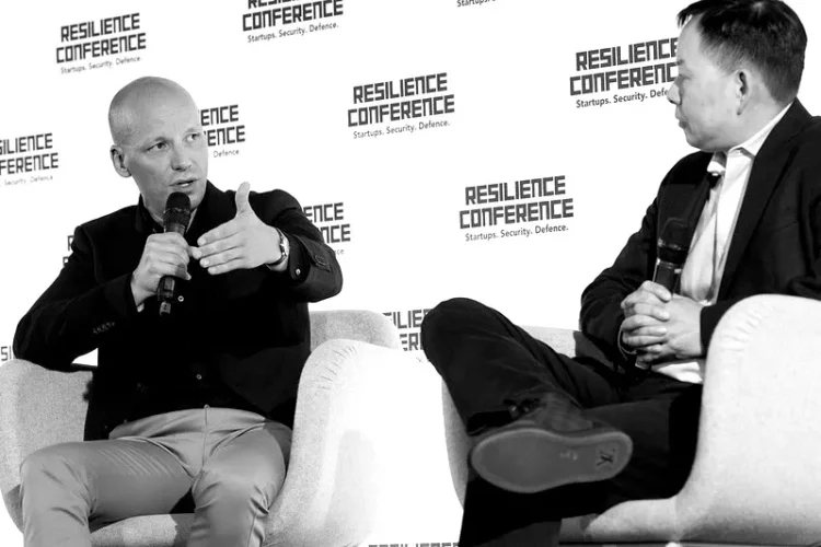 Dr Gundbert Scherf, Helsing, and Paul Kwan, General Catalyst, on stage at Resilience Conference 2024