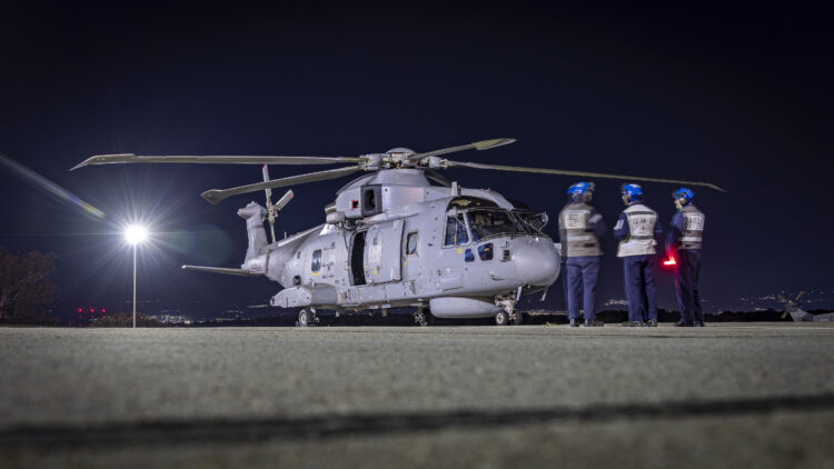 Merlin Mk2 Crowsnest helicopter, aircrews and an engineering team from 820 Naval Air Squadron seen here at British Forces Cyprus (BFC). Photo: AS1 Leah Jones