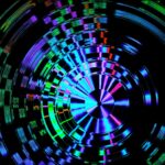 black and white round illustration