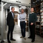 (L-to-R): James Palles-Dimmock (CEO) with co-founders Prof John Morton (CTO) and Prof Simon Benjamin (CSO)
