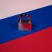 a padlock on a red, blue, and pink background