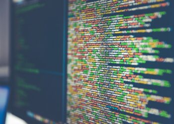 Colorful software or web code on a computer monitor