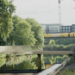 Robot building a canal wall in The Netherlands