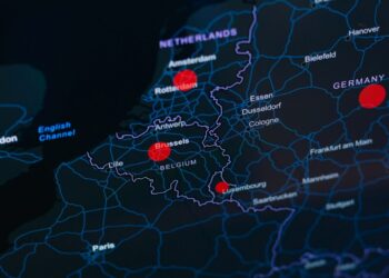 Dark digital map of north-western Europe