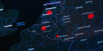 Dark digital map of north-western Europe